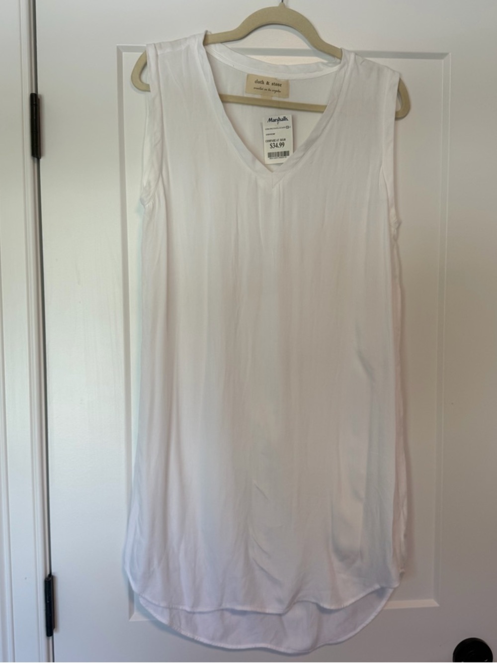 NWT! Cloth & Stone White V-Neck Sleeveless Women's Dress
